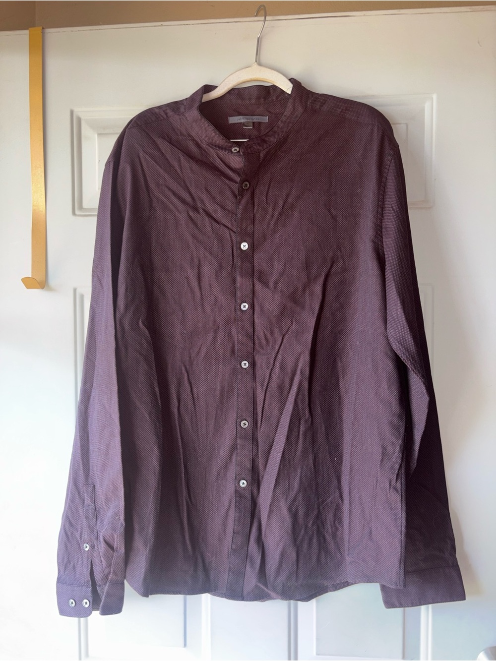 John Varvatos dark purple/black mandarin collar button down shirt size XL